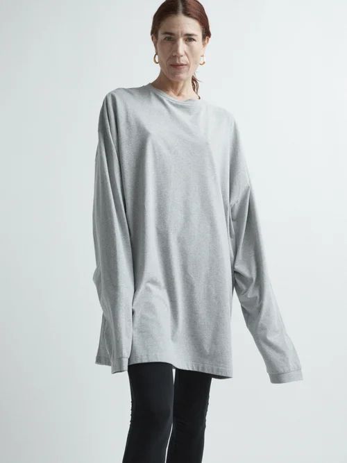 Oversized Recycled-yarn Cotton-blend T-shirt - Womens - Grey Marl