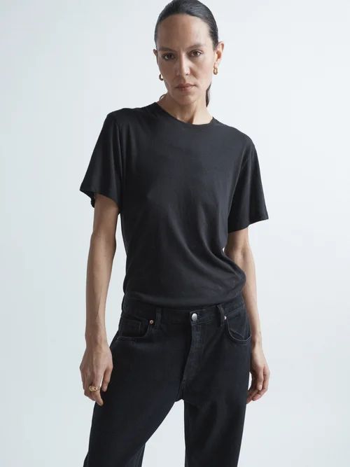 Crew-neck Cotton-blend T-shirt - Womens - Black