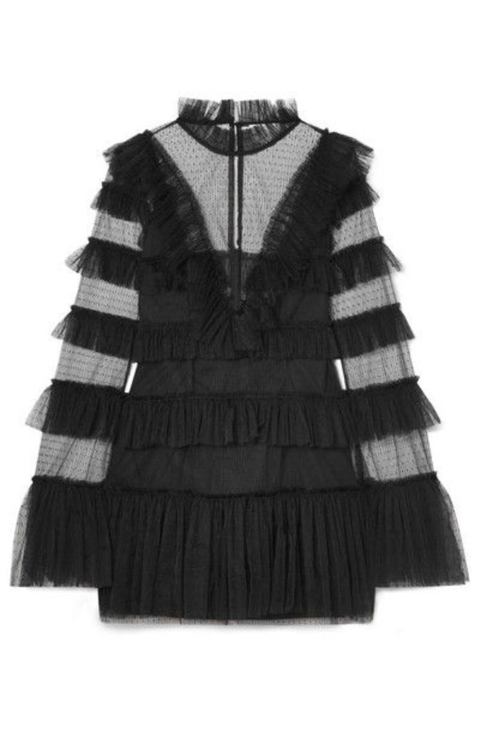 alice McCALL - The Zen Tiered Swiss-dot Tulle Mini Dress - Black