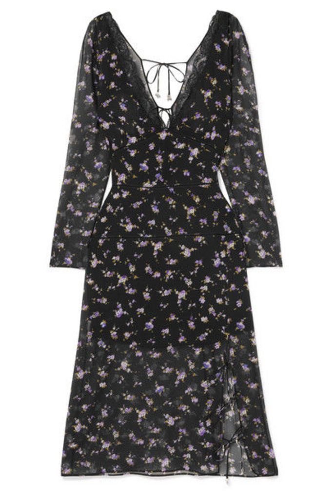 Altuzarra - Rosmarino Lace-trimmed Floral-print Silk-chiffon Dress - Black