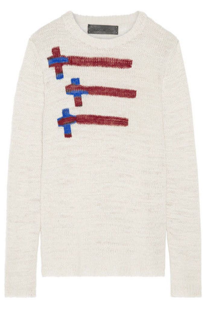 The Elder Statesman - Flying Crosses Intarsia Cashmere Sweater - Off-white