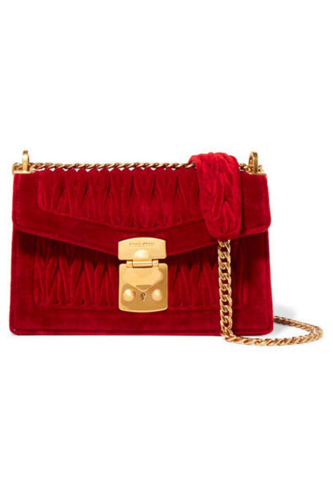 Miu Miu - Confidential Matelassé Velvet Shoulder Bag - Red