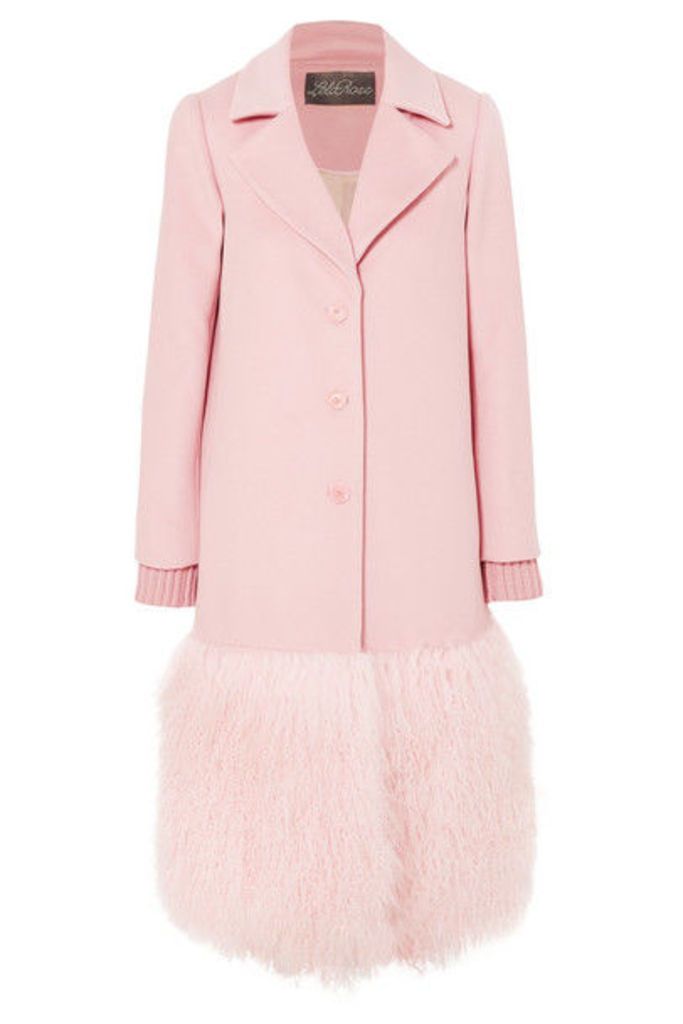 Lela Rose - Shearling-trimmed Wool Coat - Pink