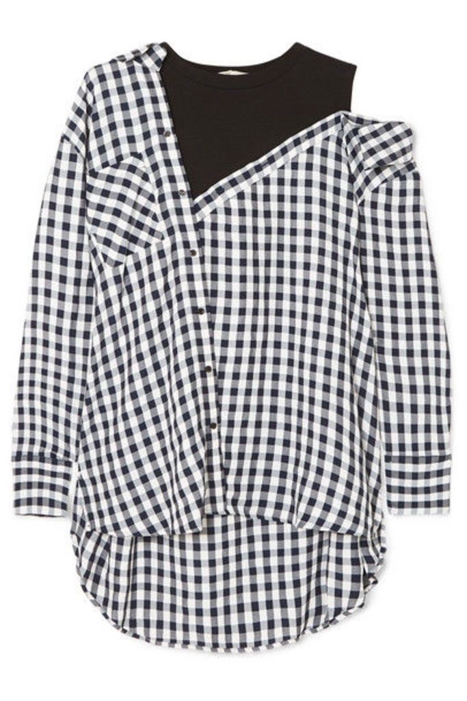 Maje - Layered Gingham Crepe And Cotton-blend Jersey Blouse - Black