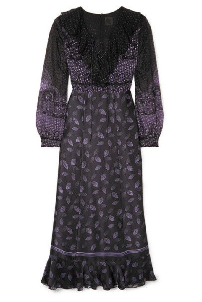 Anna Sui - Fountains Of Fancy Fil Coupé Silk-blend Chiffon And Silk-satin Maxi Dress - Black