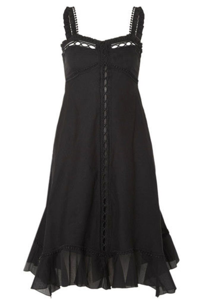 Charo Ruiz - Disa Crocheted Lace-paneled Cotton-blend Voile Dress - Black