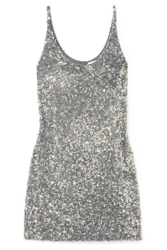 Ashish - Sequined Georgette Mini Dress - Silver