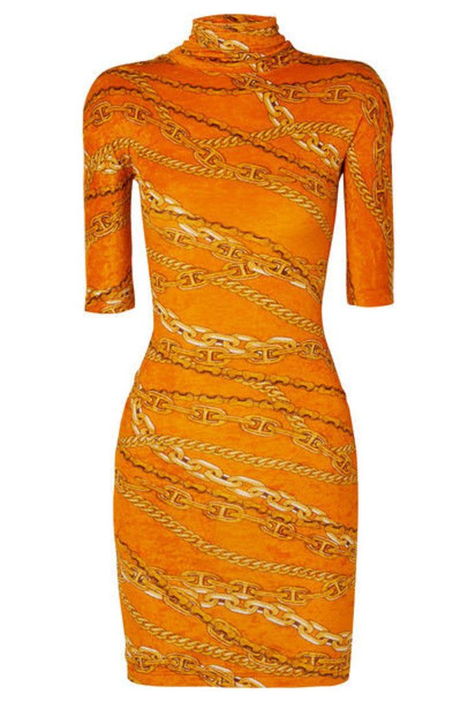 Balenciaga - Printed Crushed-velvet Mini Dress - Orange