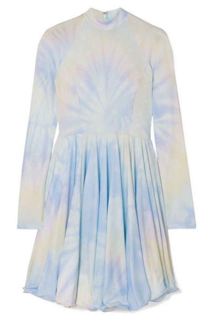 Stella McCartney - Tie-dyed Pleated Satin-crepe Mini Dress - Blue