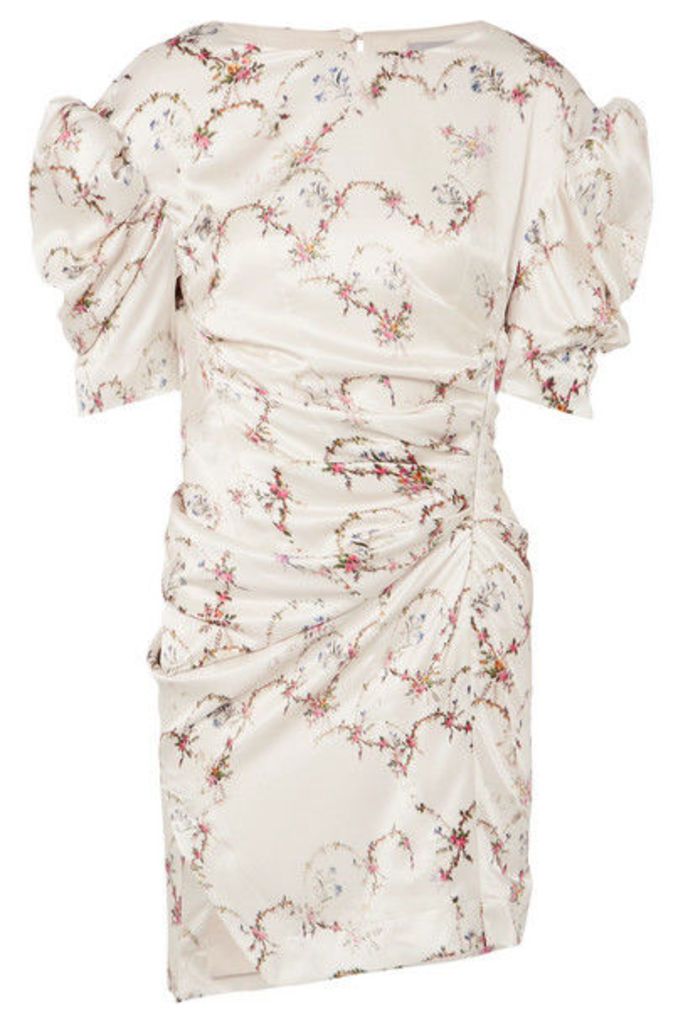 Preen by Thornton Bregazzi - Greta Ruched Printed Satin-twill Mini Dress - White