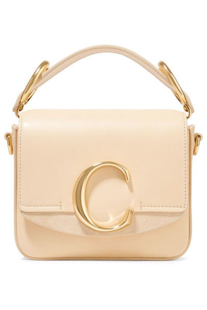 Chloé - Chloé C Mini Suede-trimmed Leather Shoulder Bag - Cream