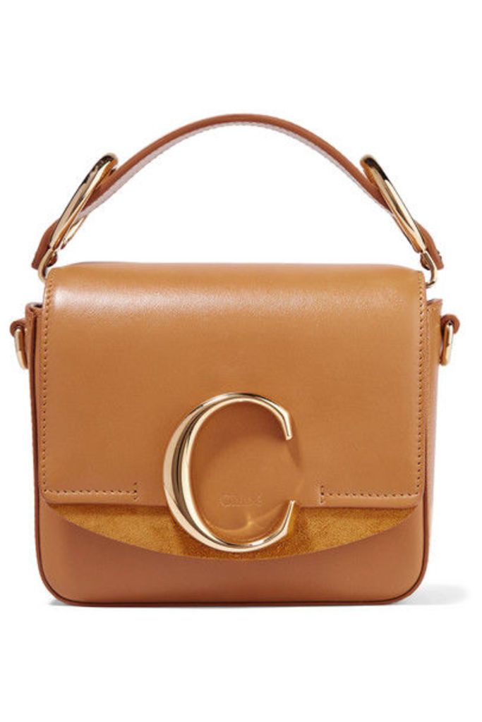 Chloé - Chloé C Mini Suede-trimmed Leather Shoulder Bag - Camel