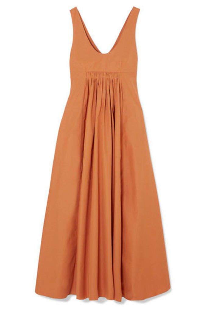 Three Graces London - Laurette Open-back Shirred Cotton-poplin Maxi Dress - Orange
