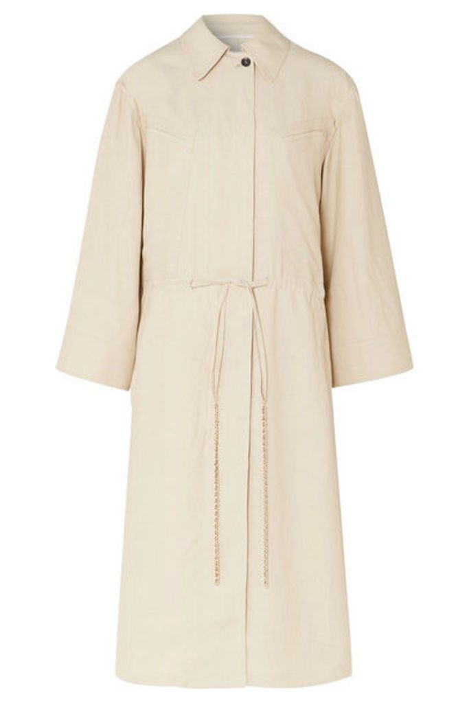 TRE by Natalie Ratabesi - The Roma Embellished Canvas Trench Coat - Beige