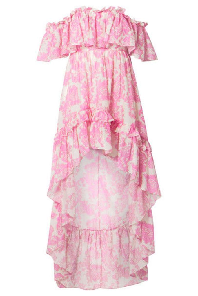 LoveShackFancy - Alexia Asymmetric Ruffled Floral-print Cotton And Silk-blend Voile Dress - Pink