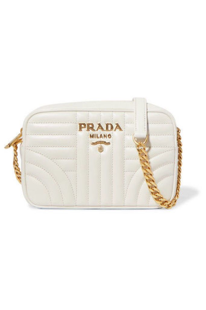 Prada - Diagramme Small Quilted Leather Shoulder Bag - White
