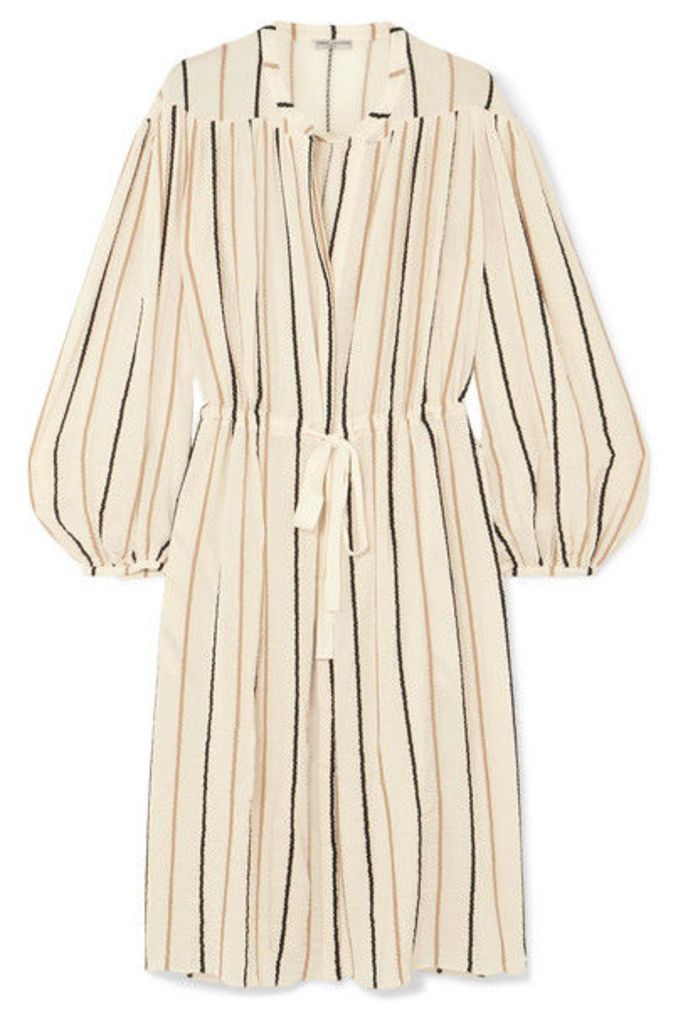 Three Graces London - Julienne Striped Cotton-blend Midi Dress - Beige