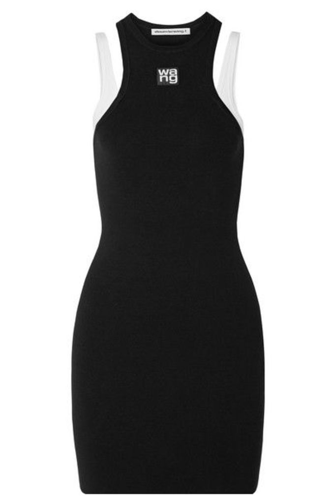 alexanderwang.t - Layered Ribbed Stretch-knit Mini Dress - Black