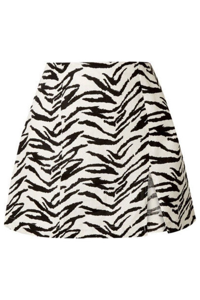 Reformation - Cady Zebra-print Linen Mini Skirt - Ecru