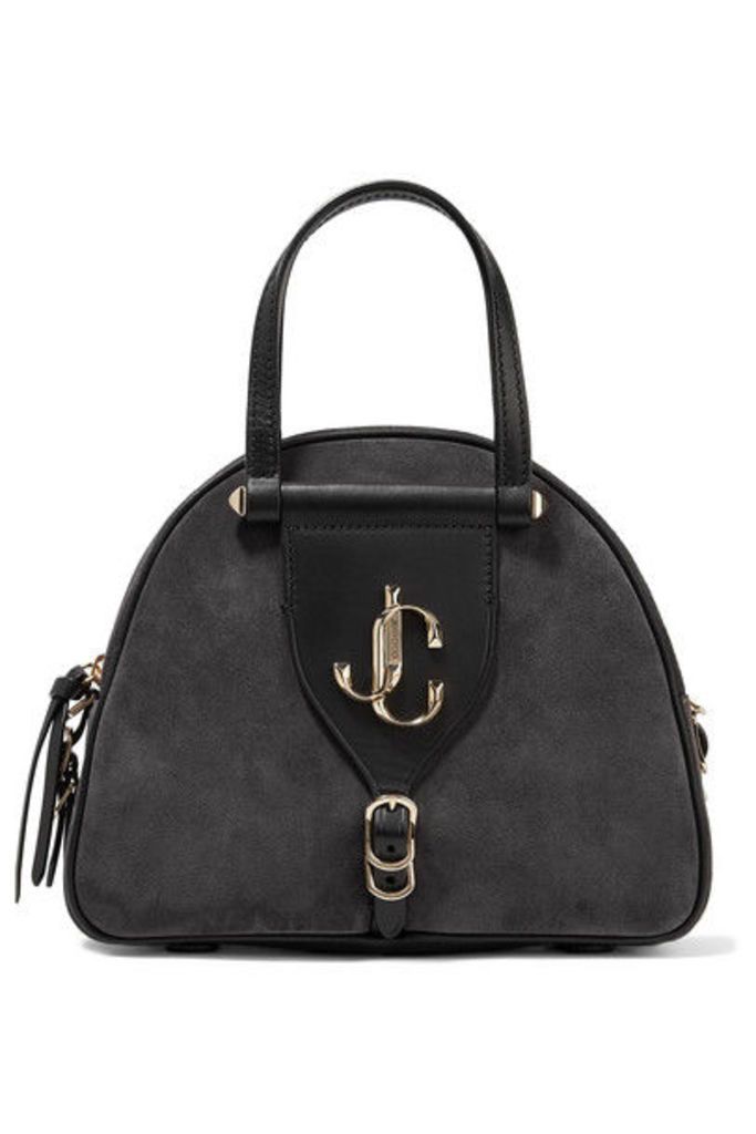 Jimmy Choo - Varenne Leather-trimmed Suede Tote - Charcoal
