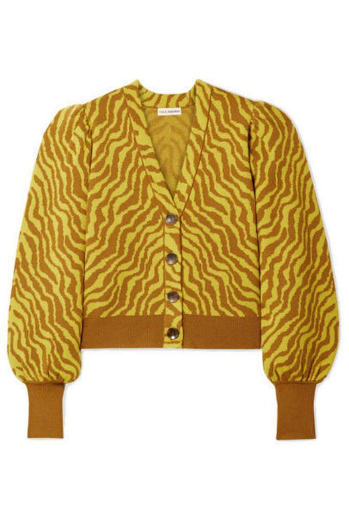 Ulla Johnson - Cici Cropped Zebra-intarsia Merino Wool Cardigan - Bright yellow