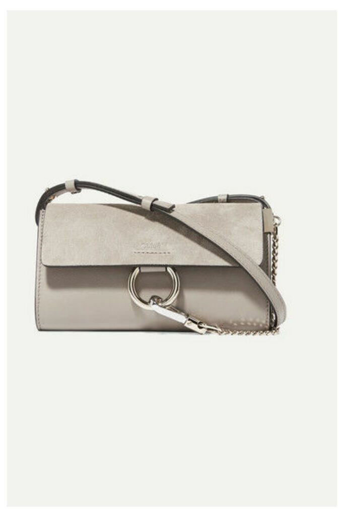 Chloé - Faye Mini Leather And Suede Shoulder Bag - Gray