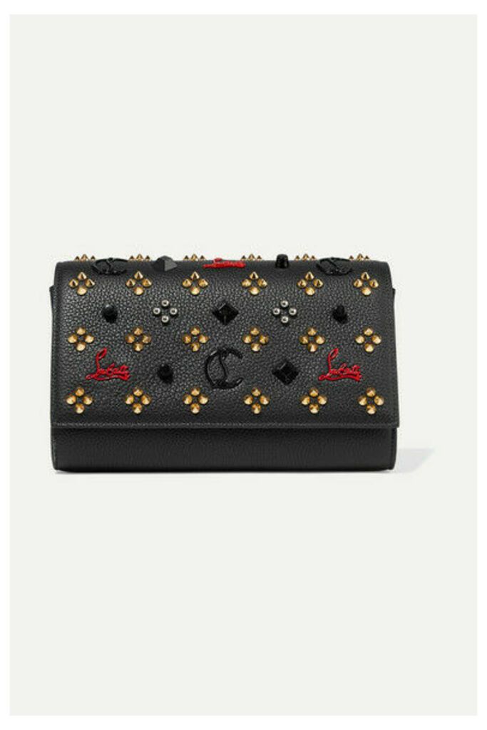 Christian Louboutin - Paloma Embellished Textured-leather Clutch - Black