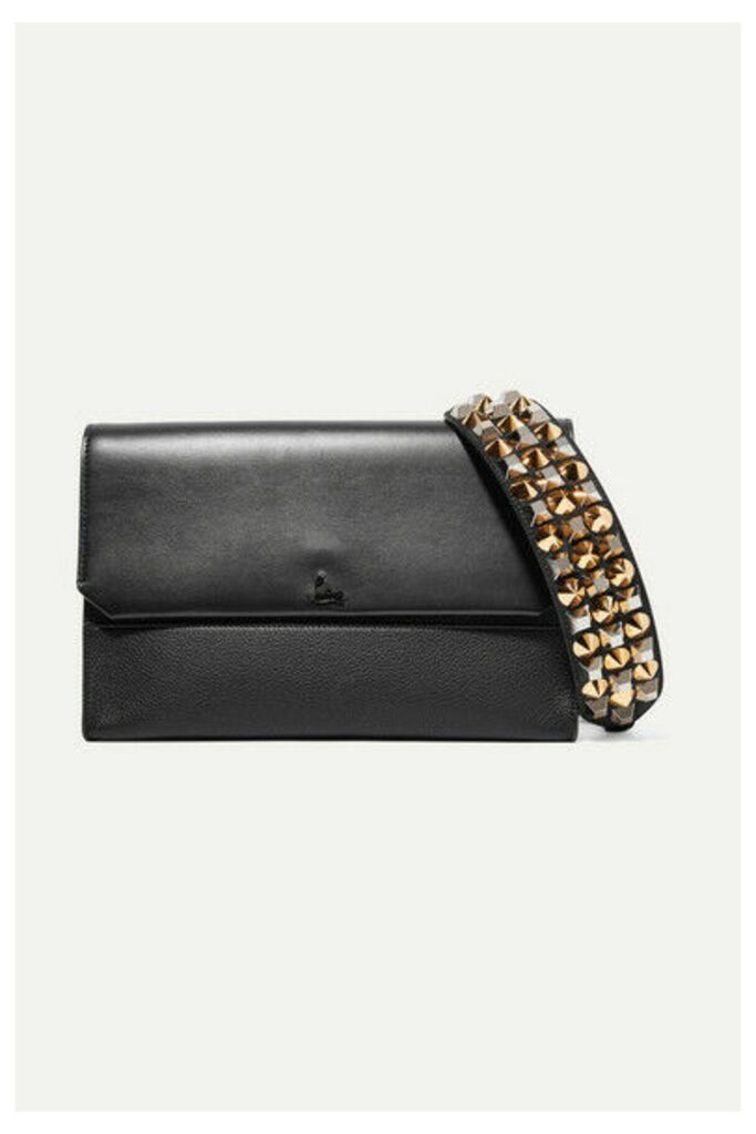 Christian Louboutin - Loubiblues Studded Smooth And Textured-leather Clutch - Black
