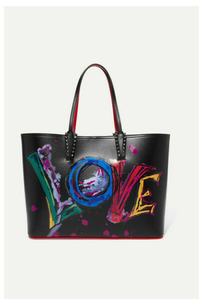 Christian Louboutin - Cabata Spiked Printed Leather Tote - Black