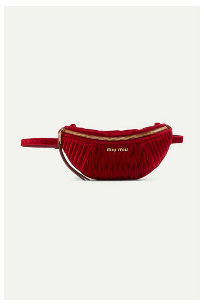 Miu Miu - Convertible Leather-trimmed Matelassé Velvet Belt Bag - Red