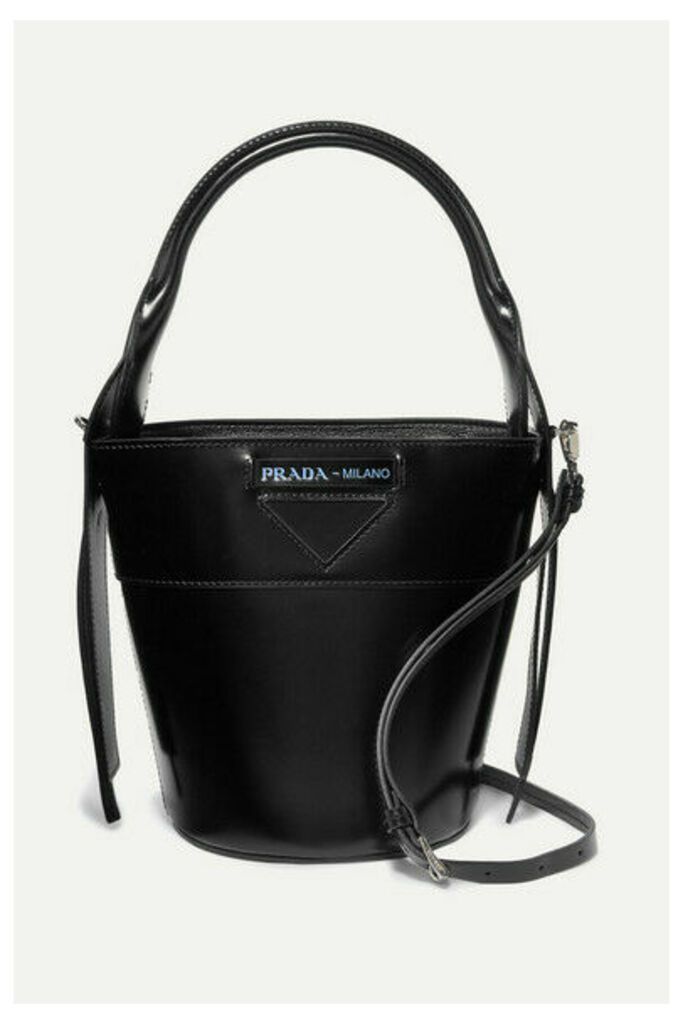 Prada - Overture Embossed Glossed-leather Bucket Bag - Black