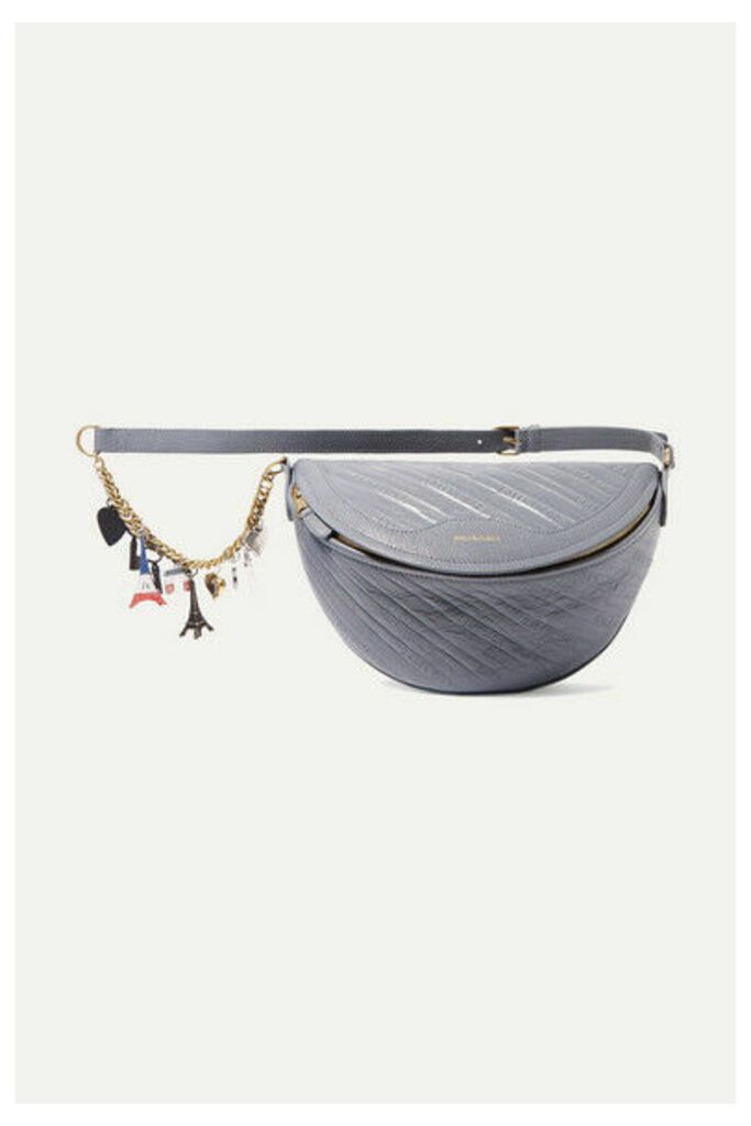 Balenciaga - Souvenir Xs Aj Embellished Quilted Leather Belt Bag - Gray