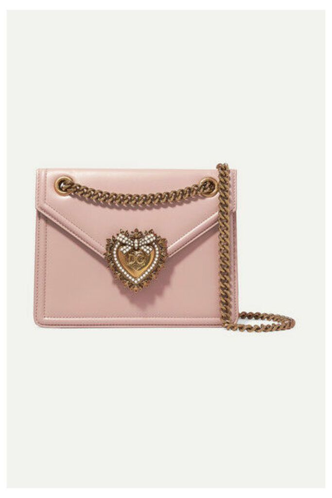 Dolce & Gabbana - Devotion Mini Embellished Leather Shoulder Bag - Pastel pink