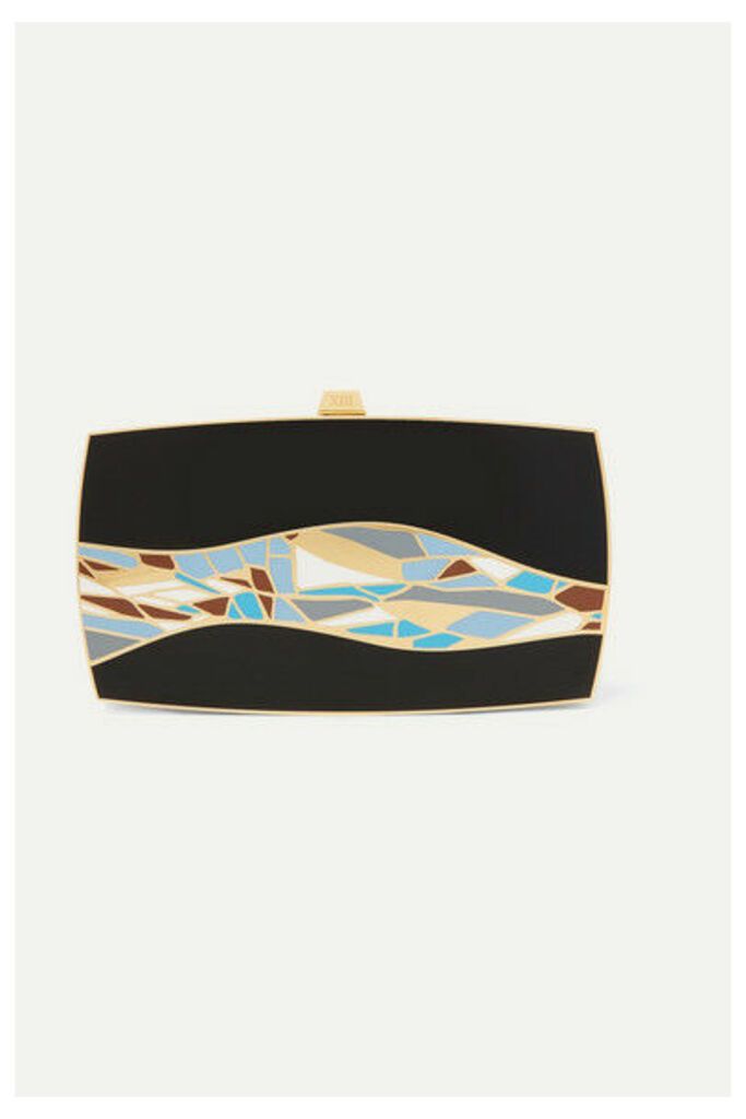 13BC - The First Wave Gold-tone And Enamel Clutch - Black