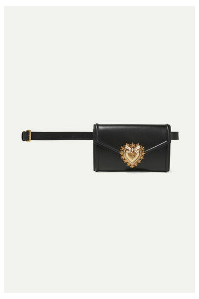 Dolce & Gabbana - Devotion Embellished Leather Belt Bag - Black