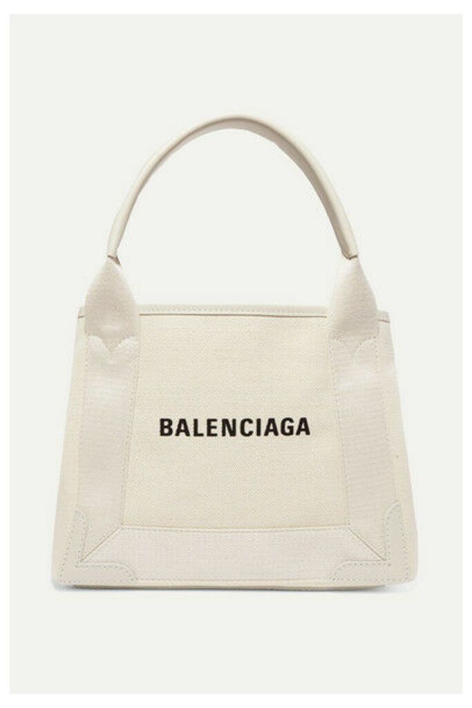 Balenciaga - Cabas Xs Aj Leather-trimmed Printed Canvas Tote - Beige