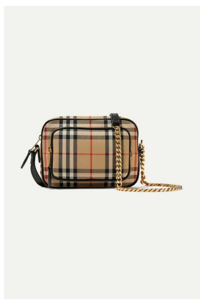 Burberry - Leather-trimmed Checked Cotton-canvas Shoulder Bag - Brown