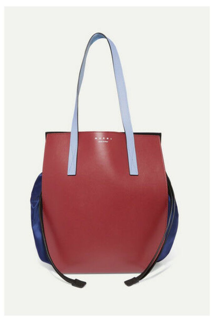 Marni - Color-block Leather And Shell Shoulder Bag - Navy