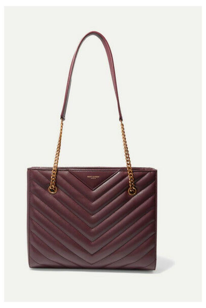 SAINT LAURENT - Tribeca Small Quilted Textured-leather Tote - Burgundy