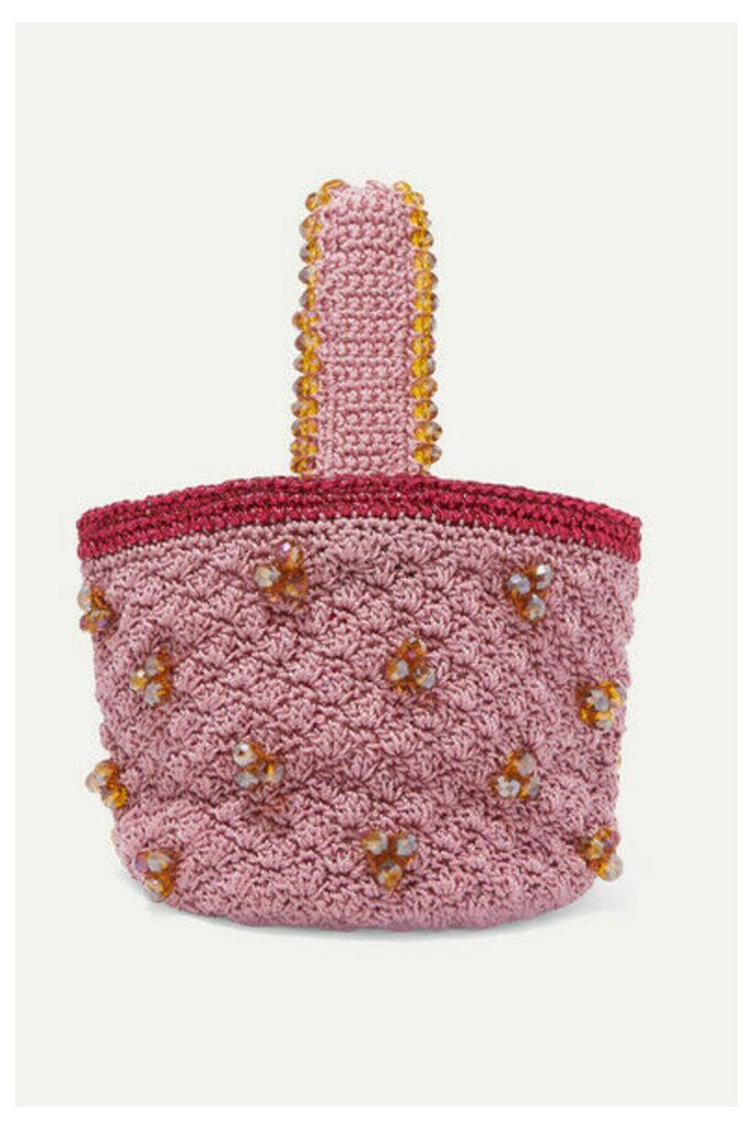 Suryo - Peonies Sack Beaded Crocheted Tote - Pink