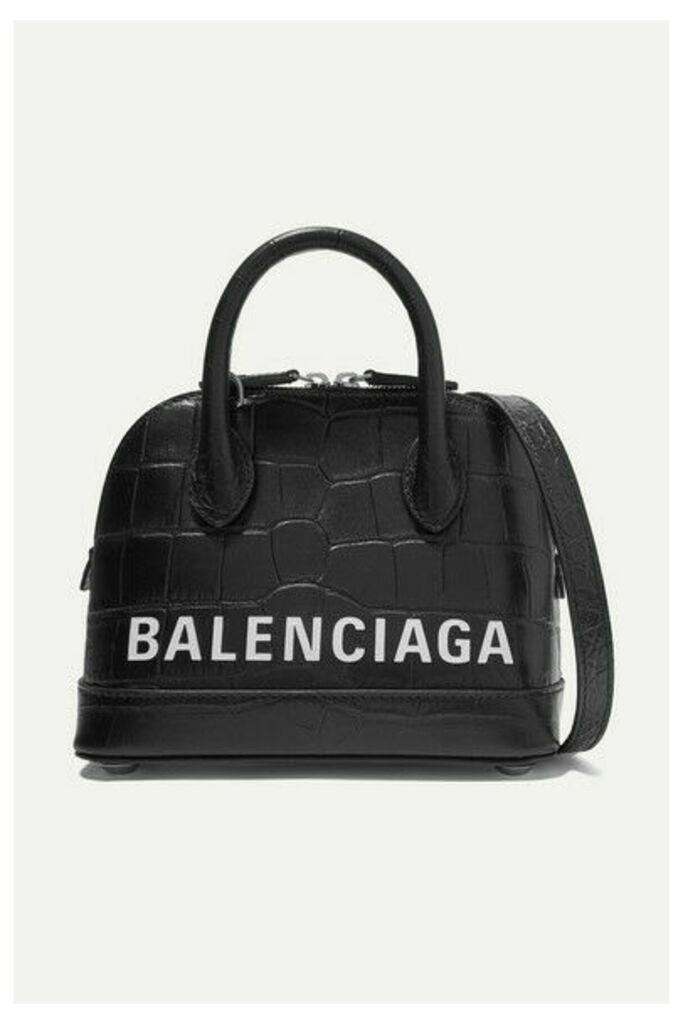 Balenciaga - Ville Xxs Aj Printed Croc-effect Leather Tote - Black
