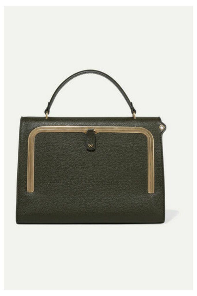 Anya Hindmarch - Postbox Textured-leather Tote - Army green