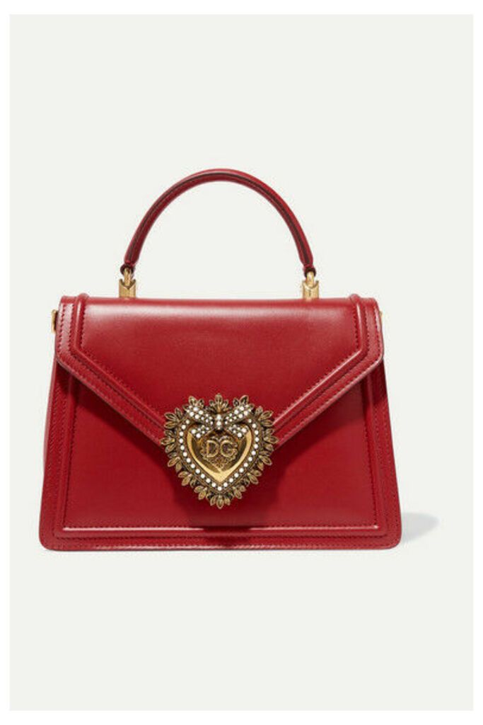 Dolce & Gabbana - Devotion Small Embellished Leather Tote - Red