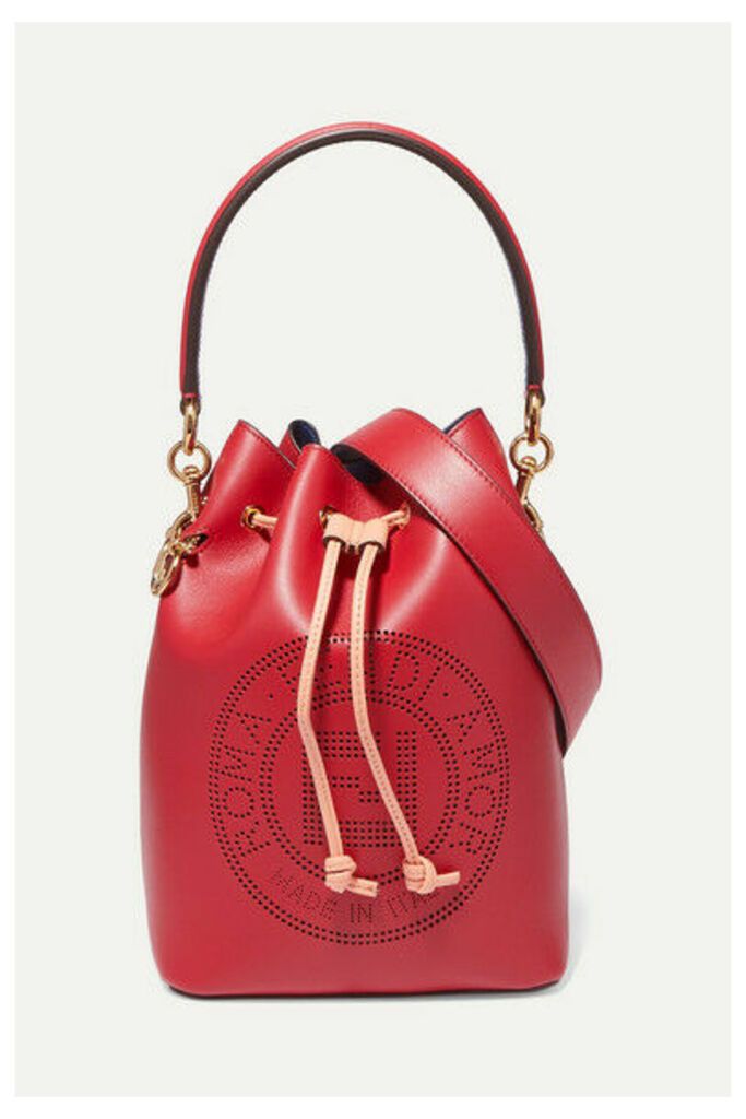 Fendi - Mon Trésor Perforated Leather Bucket Bag - Red