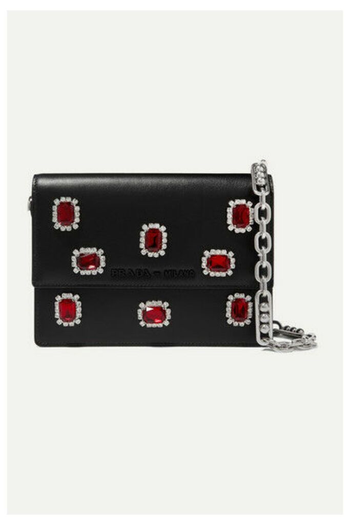 Prada - Jewel Small Crystal-embellished Leather Shoulder Bag - Black