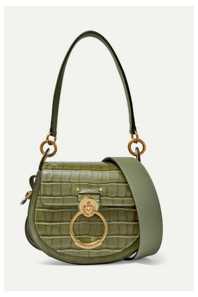 Chloé - Tess Small Croc-effect Leather Shoulder Bag - Army green