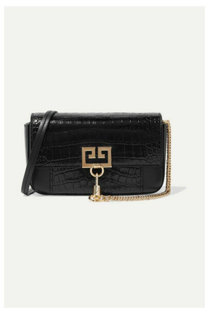 Givenchy - Pocket Croc-effect And Smooth Leather Shoulder Bag - Black