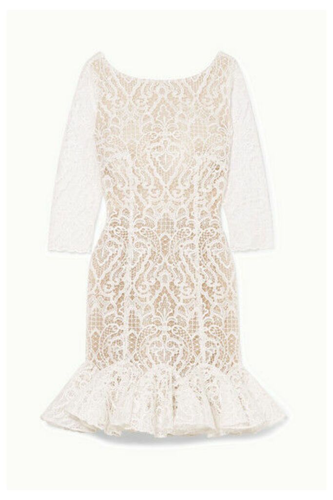 Rime Arodaky - Gillian Ruffled Lace Mini Dress - White