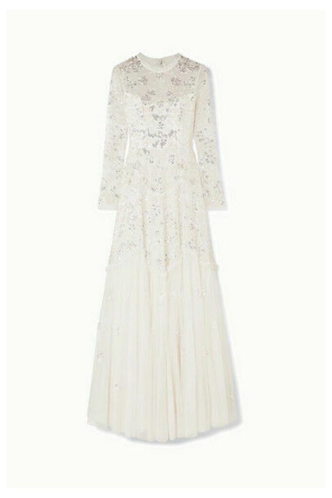 Needle & Thread - Ruffled Sequin-embellished Tulle Gown - Ivory