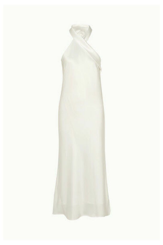 Galvan - Pandora Silk-satin Halterneck Midi Dress - Ivory